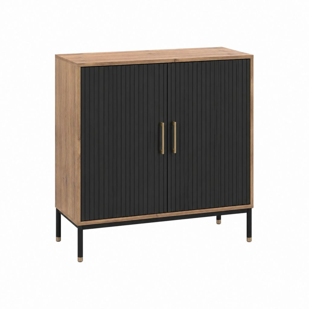 Sideboard Schwarz Walnuss MDF Rechteckig 80 x 100 x 40 cm mit 2 Türen