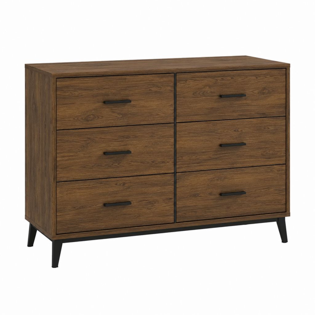 Sideboard mit 6 Schubladen Nussbaum Spanplatte rechteckig 120 x 40 x 90 cm