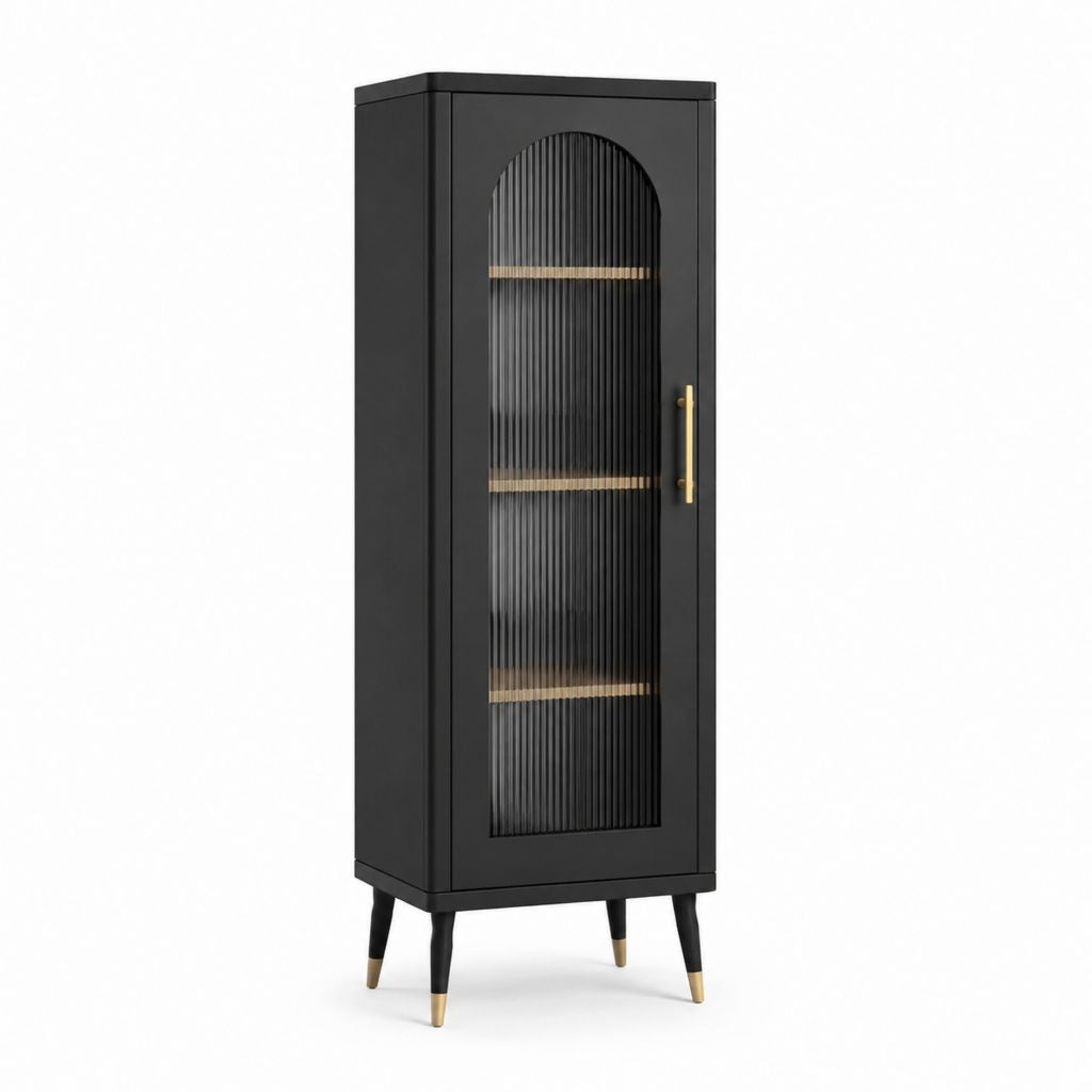 Highboard Schwarz aus MDF rechteckig 60 x 40 x 180 cm mit Tür und Einlegeböden