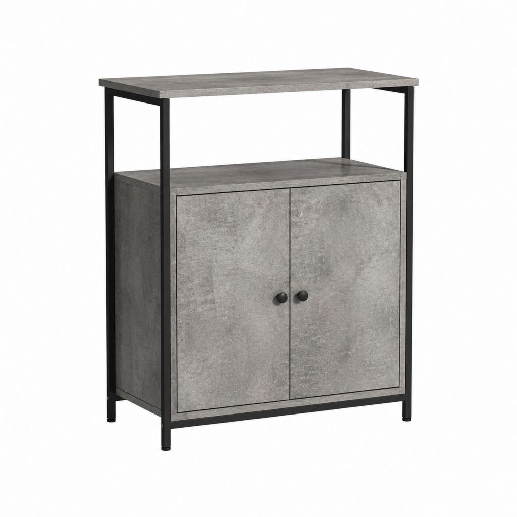 Sideboard mit 2 Türen Grau Spanplatte Stahl rechteckig 80 x 40 x 120 cm