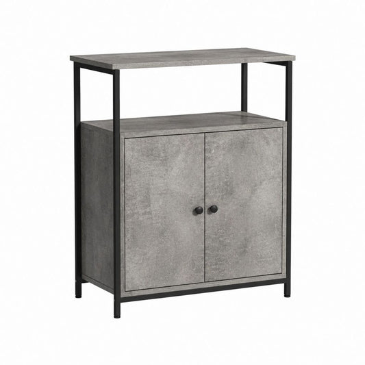Sideboard mit 2 Türen Grau Spanplatte Stahl rechteckig 80 x 40 x 120 cm