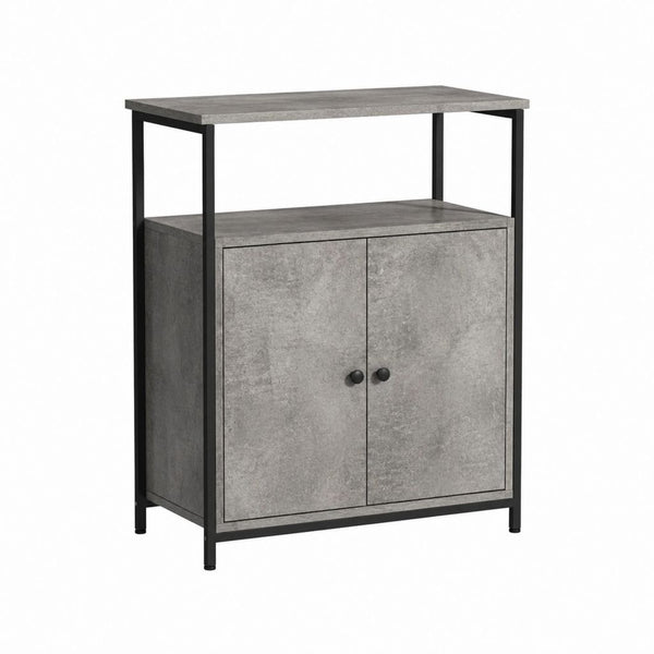 Sideboard mit 2 Türen Grau Spanplatte Stahl rechteckig 80 x 40 x 120 cm
