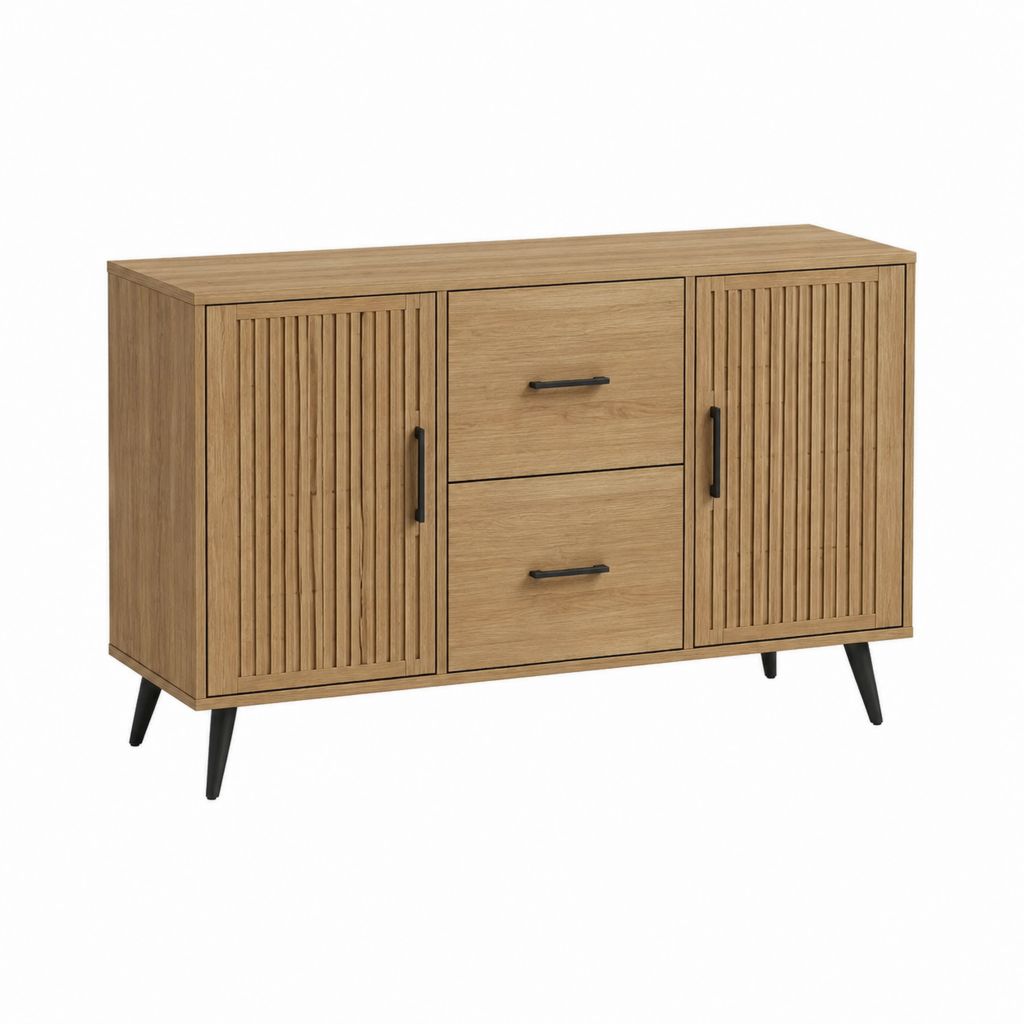 Sideboard Kommode aus MDF mit Eichenfurnier rechteckig 120 x 40 x 80 cm