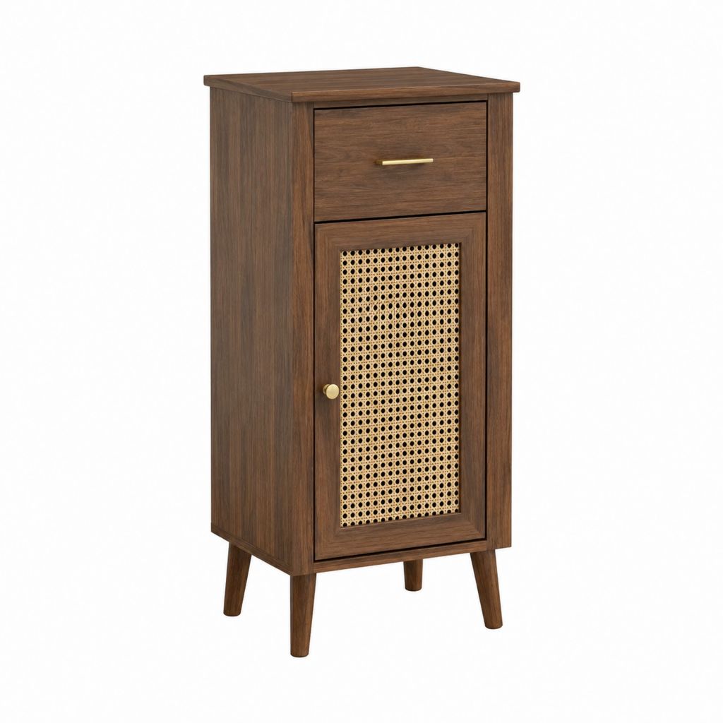 Sideboard mit Rattantür Walnussoptik MDF rechteckig 45 x 35 x 100 cm