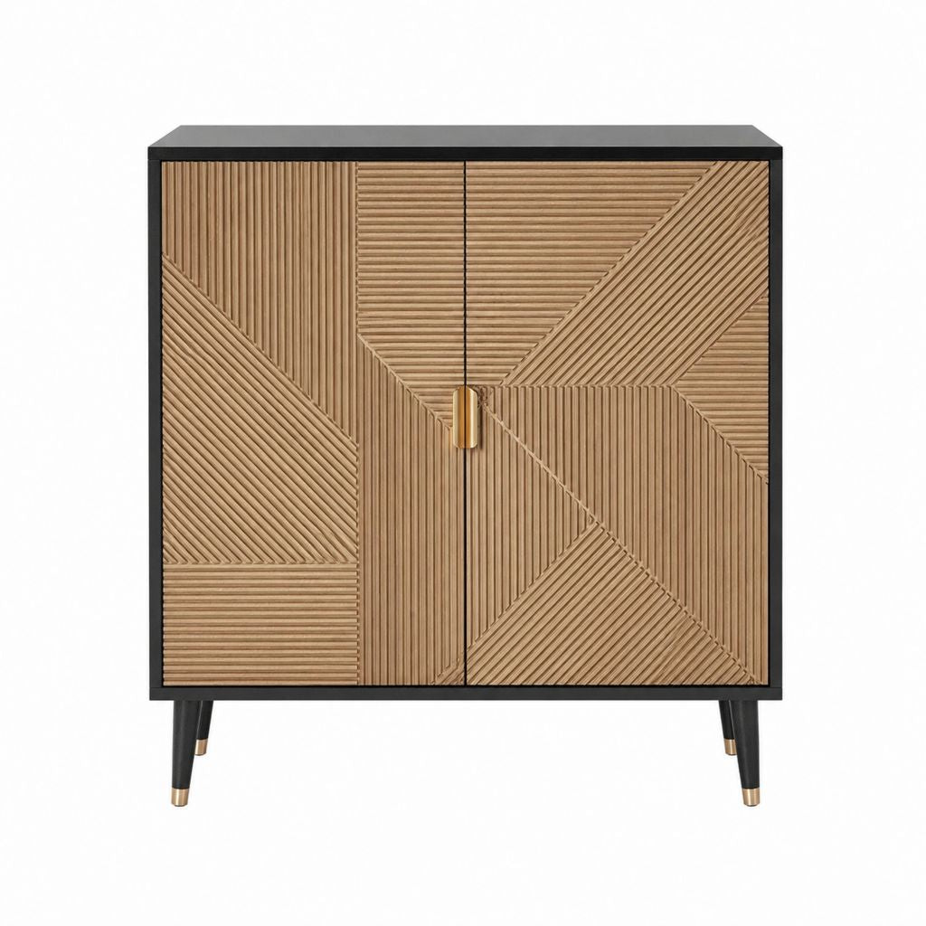 Sideboard Schwarz Natur MDF mit 2 Türen 80 x 40 x 100 cm