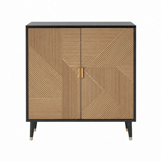 Sideboard Schwarz Natur MDF mit 2 Türen 80 x 40 x 100 cm