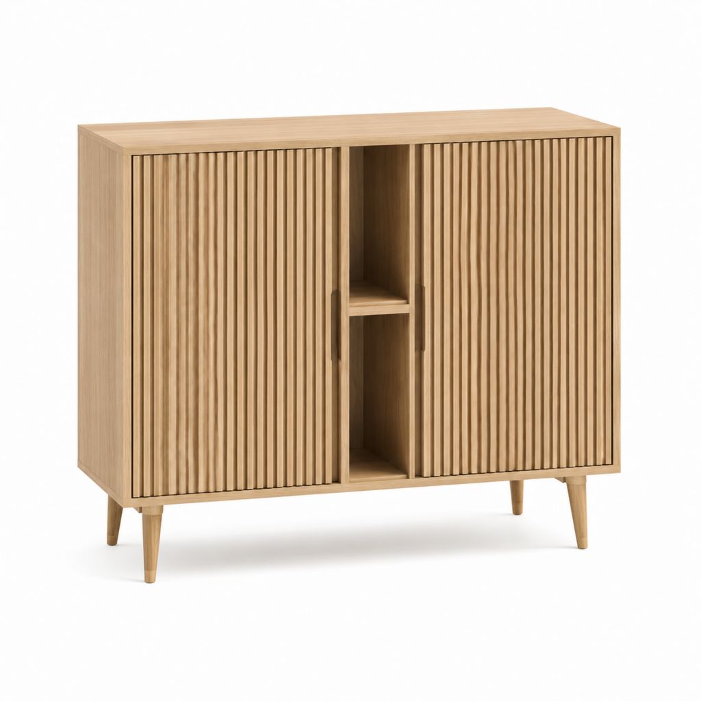 Sideboard Eiche natur MDF mit Eichenfurnier rechteckig 120 x 40 x 100 cm